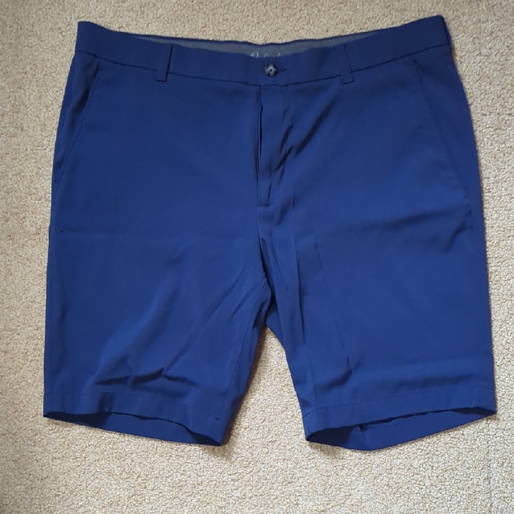 Blue Flat Front Knee-Length Shorts